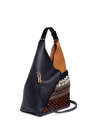 Figure View - Click To Enlarge - LOEWE - 'Sling' colourblock knit panel shoulder leather bag