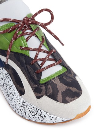 Detail View - Click To Enlarge - STELLA MCCARTNEY - 'Eclypse' colourblock leopard print jacquard sneakers