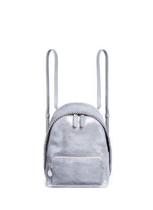 Main View - Click To Enlarge - STELLA MCCARTNEY - 'Falabella Chamois' metallic shaggy deer mini backpack