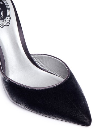 Detail View - Click To Enlarge - RENÉ CAOVILLA - Embellished coil anklet satin and velvet pumps