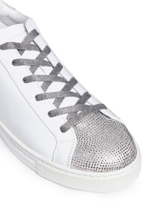 Detail View - Click To Enlarge - RENÉ CAOVILLA - STRASS TOE CAP LAMBSKIN LEATHER SNEAKERS