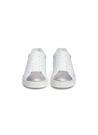 Front View - Click To Enlarge - RENÉ CAOVILLA - STRASS TOE CAP LAMBSKIN LEATHER SNEAKERS