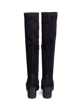 Back View - Click To Enlarge - RENÉ CAOVILLA - STRASS HEEL SUEDE KNEE HIGH SOCK BOOTS