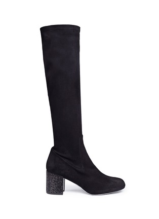 Main View - Click To Enlarge - RENÉ CAOVILLA - STRASS HEEL SUEDE KNEE HIGH SOCK BOOTS