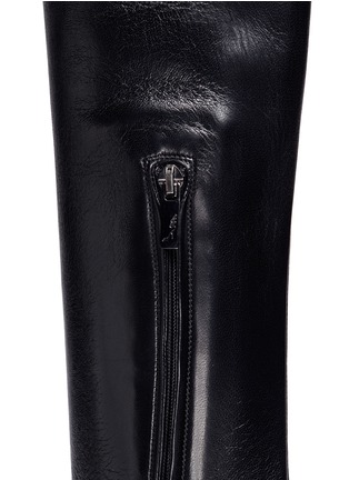 Detail View - Click To Enlarge - RENÉ CAOVILLA - Strass trim over-the-knee leather sock boots