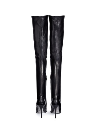 Back View - Click To Enlarge - RENÉ CAOVILLA - Strass trim over-the-knee leather sock boots