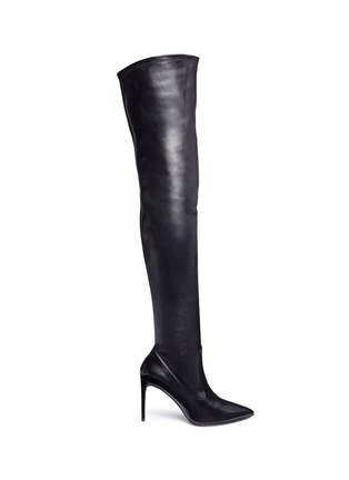Main View - Click To Enlarge - RENÉ CAOVILLA - Strass trim over-the-knee leather sock boots