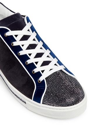 Detail View - Click To Enlarge - RENÉ CAOVILLA - Strass toe cap velet sneakers
