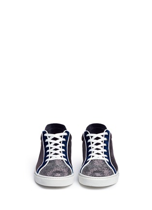 Front View - Click To Enlarge - RENÉ CAOVILLA - Strass toe cap velet sneakers