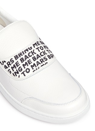 Detail View - Click To Enlarge - JOSHUA SANDERS - 'Mars' slogan embroidered leather skate slip-ons
