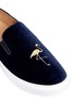 Detail View - Click To Enlarge - BING XU - 'Moroccan' flamingo embroidered velvet step-in skate slip-ons
