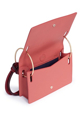 Detail View - Click To Enlarge - ROKSANDA - 'Dia' knotted strap metal ring leather crossbody bag