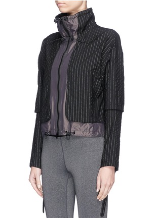 Front View - Click To Enlarge - PARTICLE FEVER - x The Woolmark Company metallic pinstripe panelled windbreaker jacket