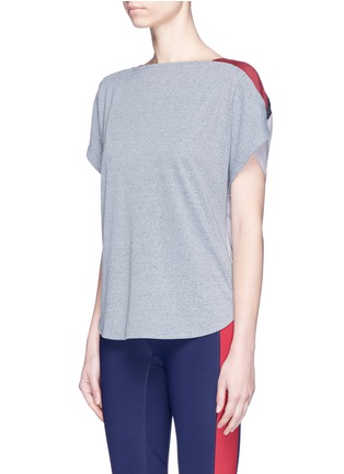 Front View - Click To Enlarge - PARTICLE FEVER - x The Woolmark Company snap button shoulder colourblock performance top