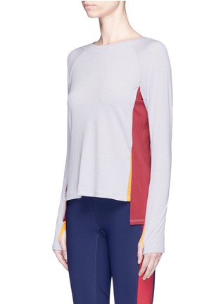 Front View - Click To Enlarge - PARTICLE FEVER - x The Woolmark Company colourblock long sleeve performance top