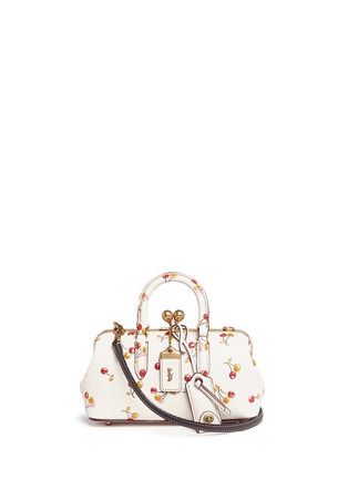 Main View - Click To Enlarge - COACH - Glitter cherry embossed kisslock glovetanned leather handbag