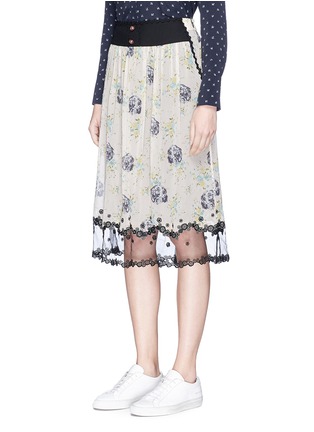 Front View - Click To Enlarge - COACH - Tulle hem prairie floral and dog print skirt