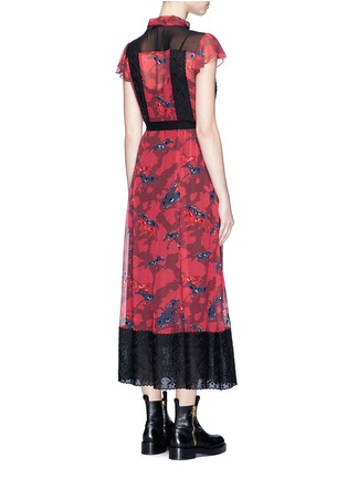Back View - Click To Enlarge - COACH - Sequin horse print lace panel peasant dress