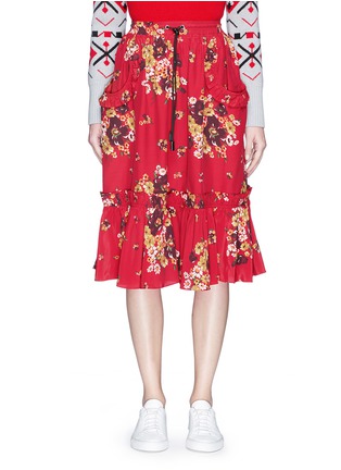 Main View - Click To Enlarge - COACH - Floral print ruffle peplum midi skirt