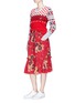 Figure View - Click To Enlarge - COACH - Floral print ruffle peplum midi skirt