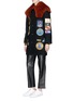 Figure View - Click To Enlarge - COACH - Detachable shearling collar military patch melton coat