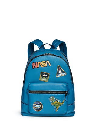 Main View - Click To Enlarge - COACH - 'League' space patch glovetanned leather backpack