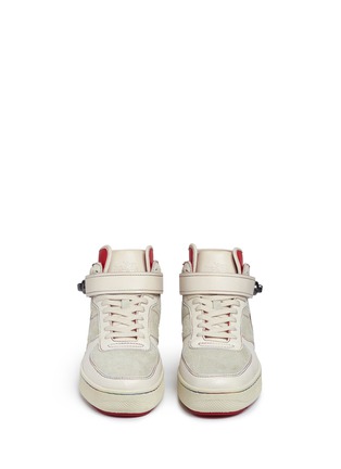 Front View - Click To Enlarge - COACH - 'C210' rocket patch leather suede high top sneakers