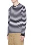Front View - Click To Enlarge - 74070 - 'Non' print stripe long sleeve T-shirt