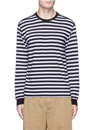 Main View - Click To Enlarge - 74070 - 'Non' print stripe long sleeve T-shirt