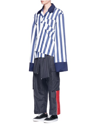 Front View - Click To Enlarge - 10025 - Folded front stripe oversized shirt