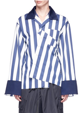 Main View - Click To Enlarge - 10025 - Folded front stripe oversized shirt