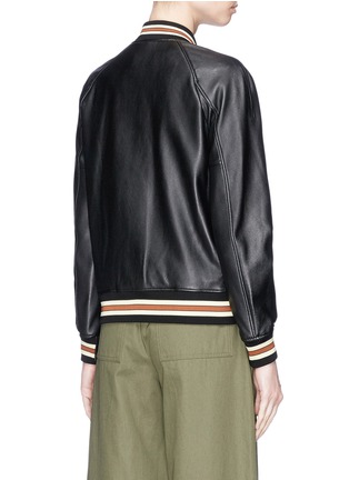 Back View - Click To Enlarge - COACH - Rexy patch lambskin leather varsity jacket