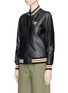 Front View - Click To Enlarge - COACH - Rexy patch lambskin leather varsity jacket