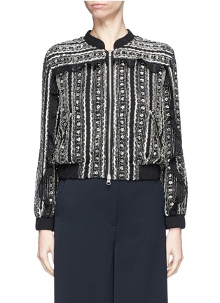 Main View - Click To Enlarge - NEEDLE & THREAD - 'Jet Frill' embellished crepe bomber jacket