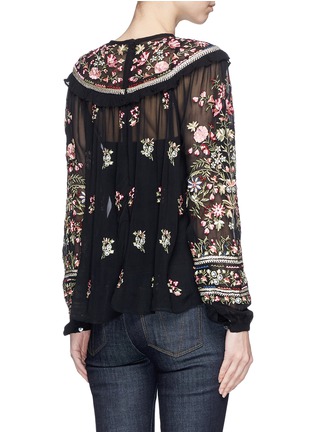 Back View - Click To Enlarge - NEEDLE & THREAD - 'Victorian Folk' floral embroidered georgette top