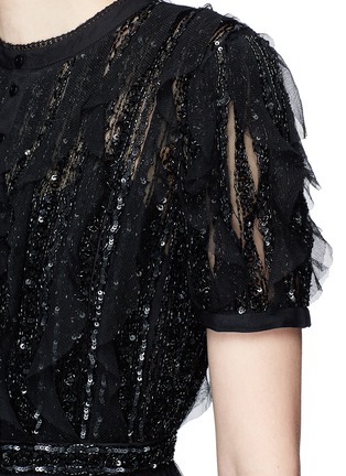 Detail View - Click To Enlarge - NEEDLE & THREAD - 'Jet Frill' floral embellished tiered dress