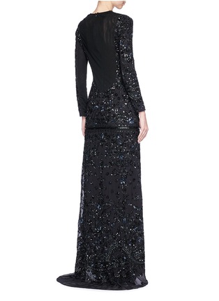 Figure View - Click To Enlarge - NEEDLE & THREAD - 'Midnight' sequinned beaded crepe gown