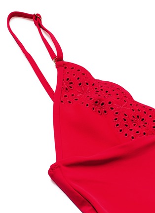 Detail View - Click To Enlarge - STELLA MCCARTNEY - 'Broderie Anglaise' scalloped one-piece swimsuit