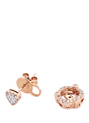  - LC COLLECTION JEWELLERY - Diamond 18k rose gold detachable geometric jacket earrings