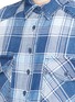 Detail View - Click To Enlarge - CURRENT/ELLIOTT - 'The Twist' sleeve tie check plaid denim and chambray dress
