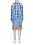Main View - Click To Enlarge - CURRENT/ELLIOTT - 'The Twist' sleeve tie check plaid denim and chambray dress