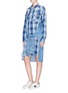 Figure View - Click To Enlarge - CURRENT/ELLIOTT - 'The Twist' sleeve tie check plaid denim and chambray dress