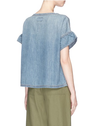 Back View - Click To Enlarge - CURRENT/ELLIOTT - 'The Ana' ruffle sleeve chambray top