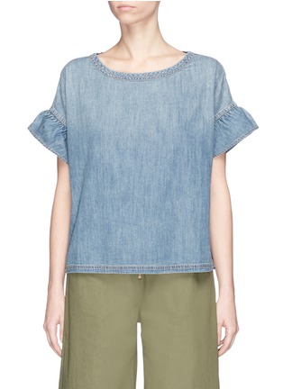 Main View - Click To Enlarge - CURRENT/ELLIOTT - 'The Ana' ruffle sleeve chambray top
