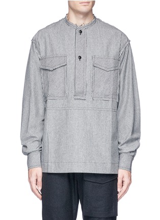Main View - Click To Enlarge - PRONOUNCE - Stripe reversed canvas half placket shirt