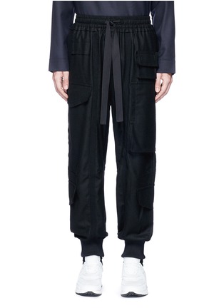 Main View - Click To Enlarge - PRONOUNCE - Drawstring flannel cargo pants