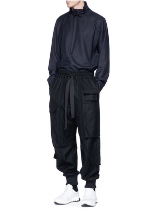 Figure View - Click To Enlarge - PRONOUNCE - Drawstring flannel cargo pants