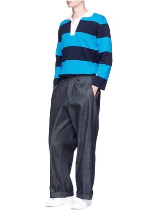 Figure View - Click To Enlarge - SUNNEI - Stripe long sleeve knit polo shirt