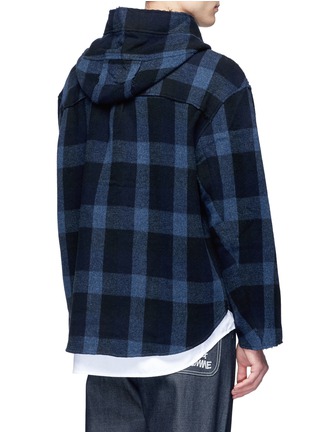 Back View - Click To Enlarge - FFIXXED STUDIOS - Check plaid wool-cashmere hoodie