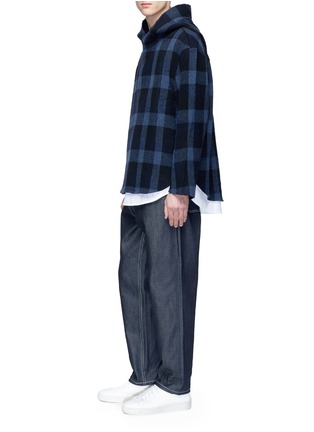 Figure View - Click To Enlarge - FFIXXED STUDIOS - Check plaid wool-cashmere hoodie